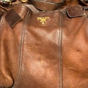 Prada Sacca 2 Manici Brown Leather tote